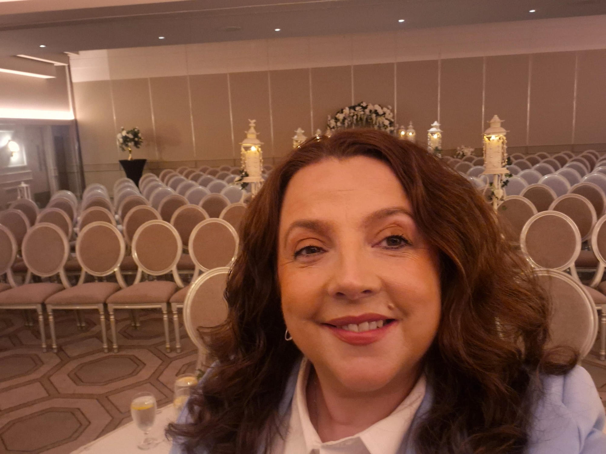 Wedding ceremony venue prepared for guests